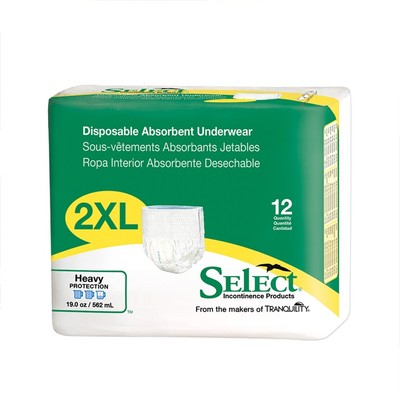 Select Disposable Underwear Pull On 2X-LARGE 2608 12 / Bag