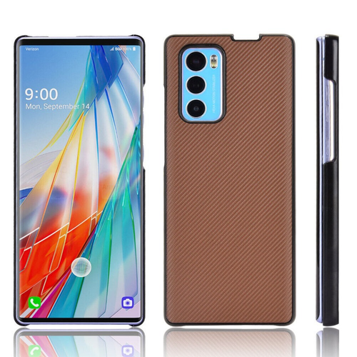 Shockproof Hybrid Carbor Fiber PU Leather PC Hard Slim Cover For LG Wing 5G