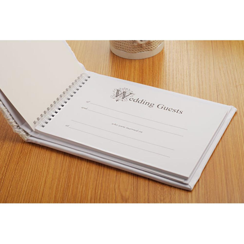 White Lace Ribbon Wedding Guest Book