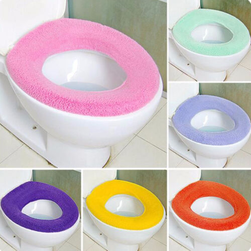 10X WC Warmer Toilet Closestool Washable Cloth Soft Seat Lid Cover Pad Bathroom