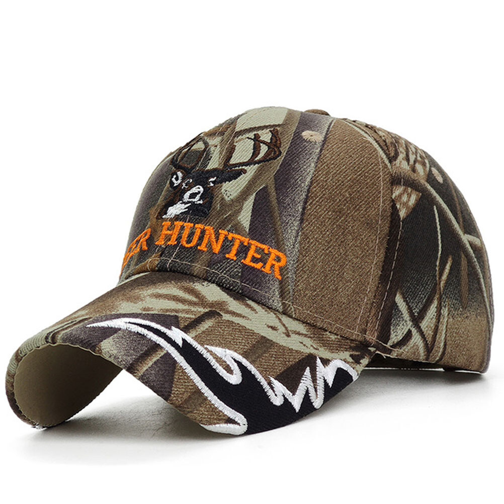 Mens Deer Embroidery Baseball Cap Camo Camouflage Hats Army Hunting Hat