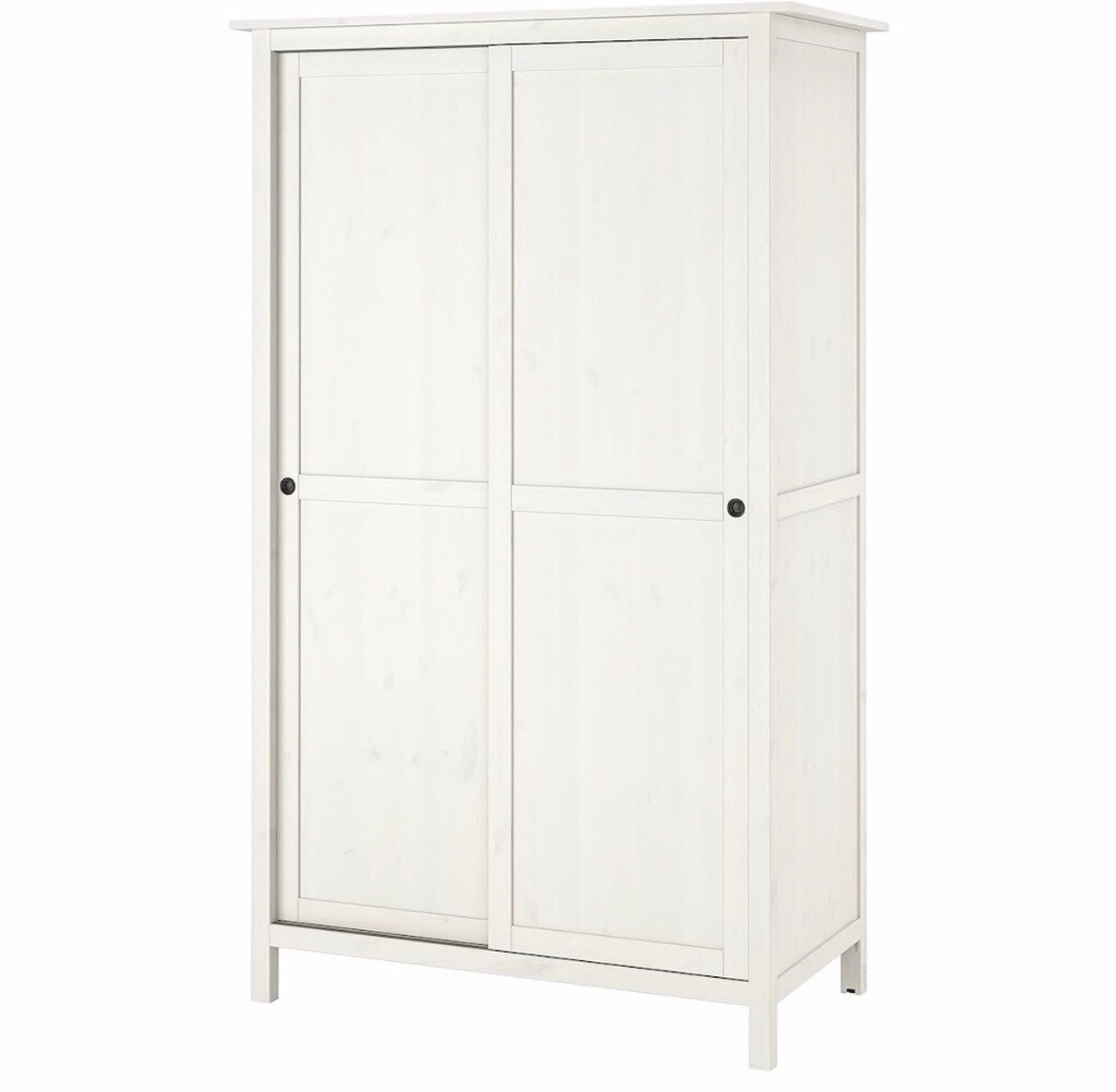 Hemnes White Wardrobe With 2 Sliding Doors 120x197 Cm In