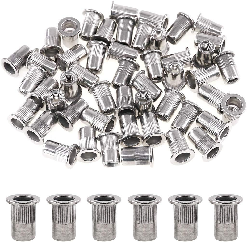 Glarks 50Pcs M6  304  Stainless Steel Threaded Rivetnut Set