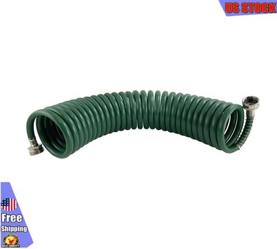 25 Ft Spiral Hose Lightweight Weather Resistant Anti-Kink Outdoor Patio Green US