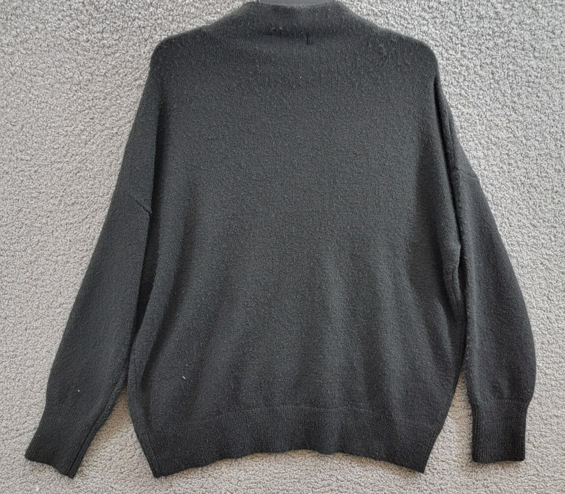 Karen Kane Ribbed Trim Mock Turtleneck Sweater Women's M Black Solid Pullover - Picture 12 of 18