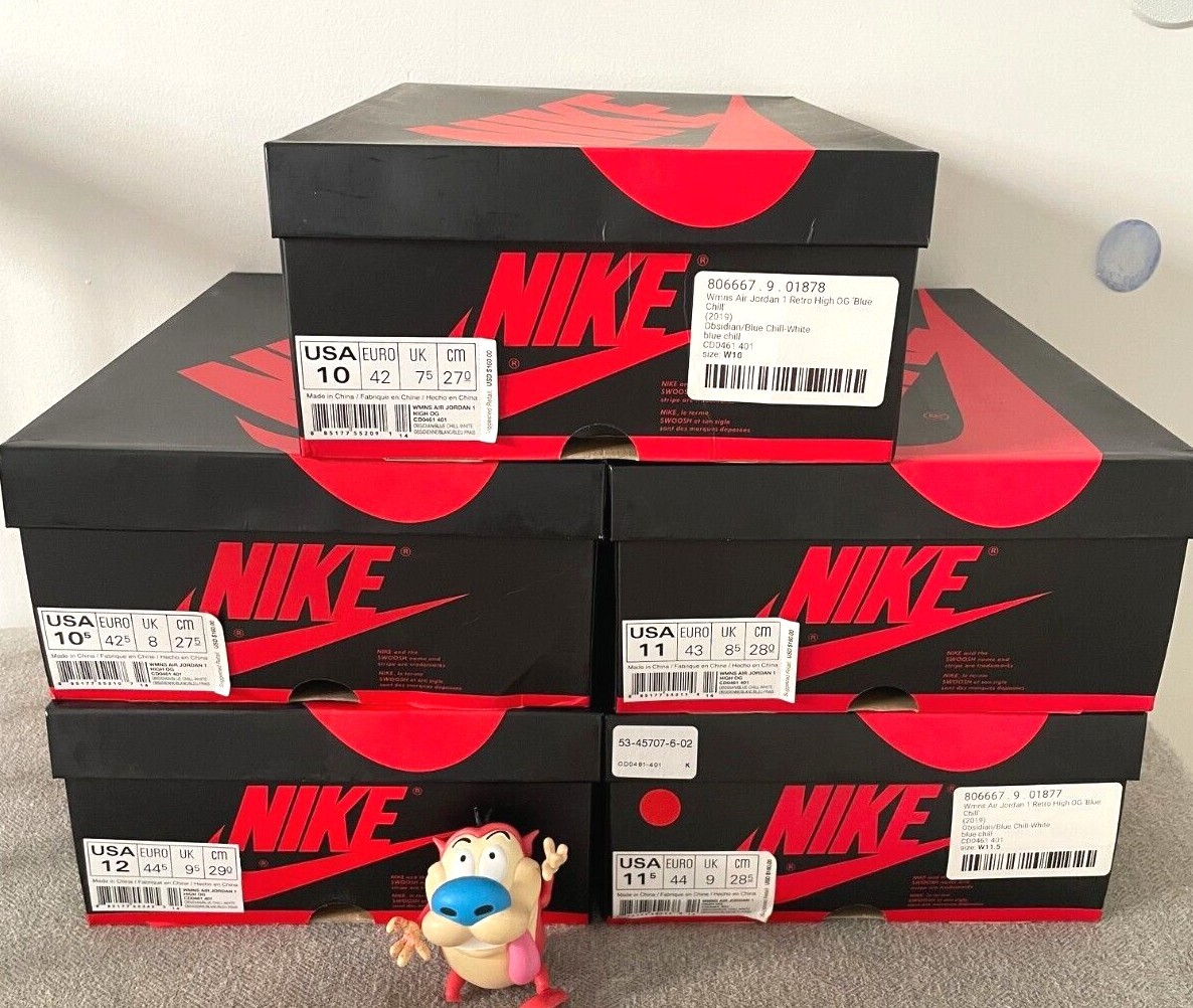 Pre-owned Jordan Nike Air  1 Retro Hi Og 2019 Blue Chill Unc 10-12w Patent Travis Olive In Green