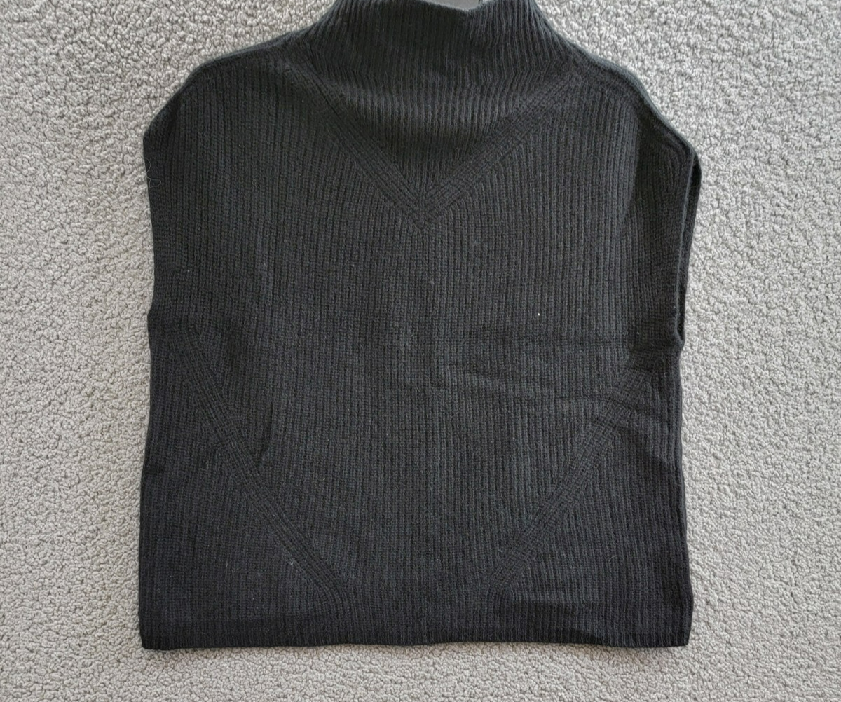 C by Bloomingdale's Cashmere Funnel Neck Sweater Women's S Black Short Sleeve - Picture 1 of 14