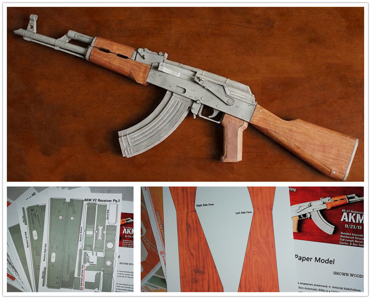 Approx 87cm(L) 1:1 Scale AK47 Assault Rifle Gun DIY 3D Paper Approx 87cm(L) 1:1 Scale AK47 Assault Rifle Gun DIY 3D Paper