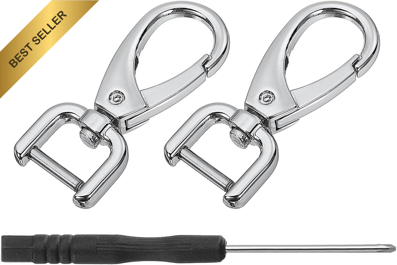 2Pcs Swivel Clasps Hook, 12Mm(0.5 Inch) D Ring Detachable Snap Hook Metal Lobste