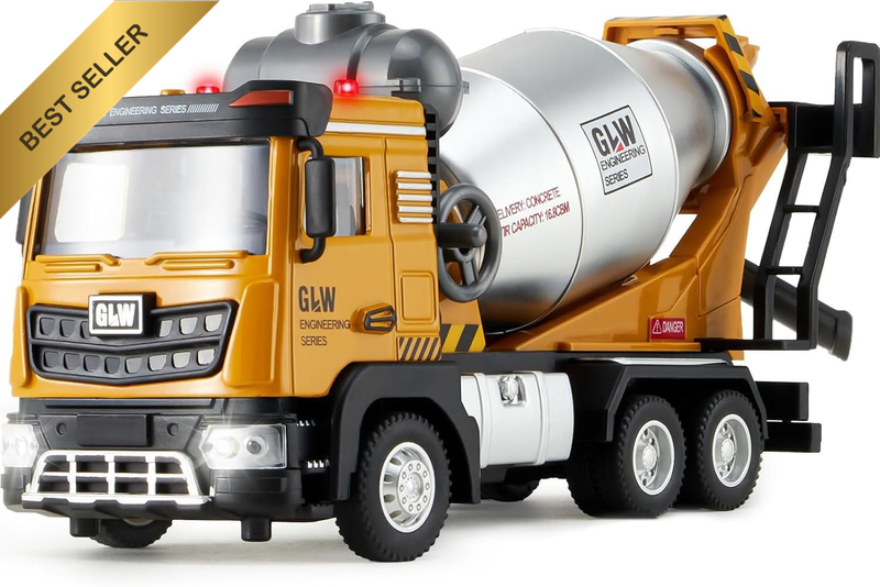 Construction Cement Mixer Toy Truck for Boys,Alloy Realistic Pull Back Truck wit