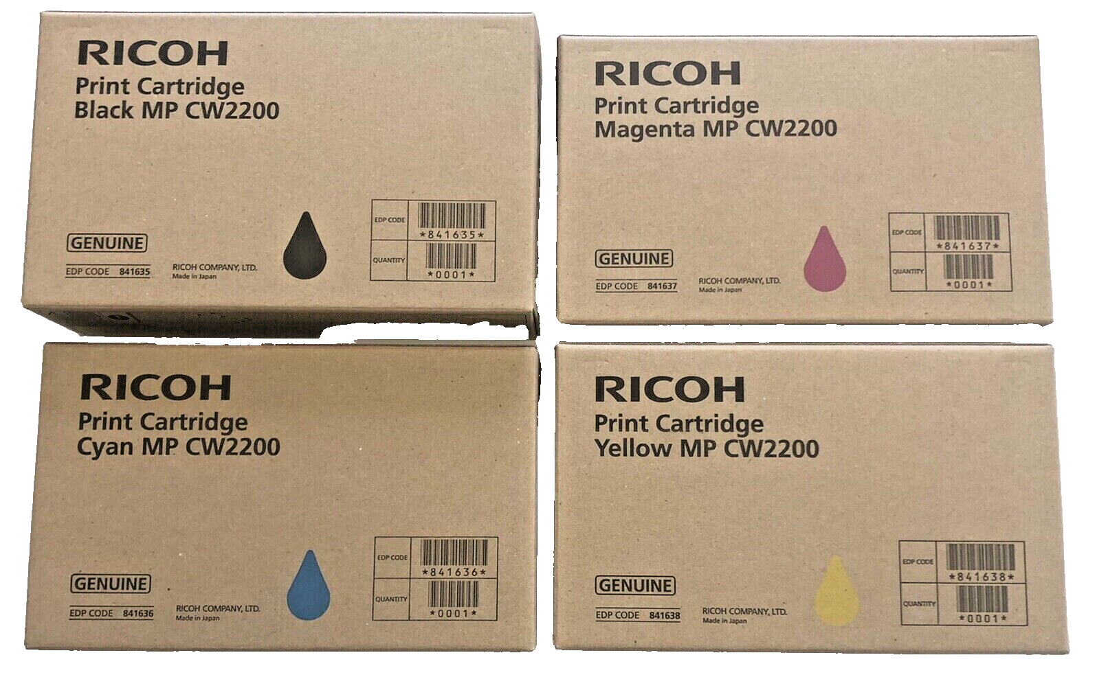 4 x Original Ink Ricoh MP CW2200 CW2201 / 841635 841636 4 x Original Ink Ricoh MP CW2200 CW2201 / 841635 841636