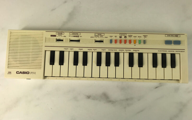 Vintage Casio PT-1 Electronic Keyboard Mini Synthesizer 29-Key Japan Tested!