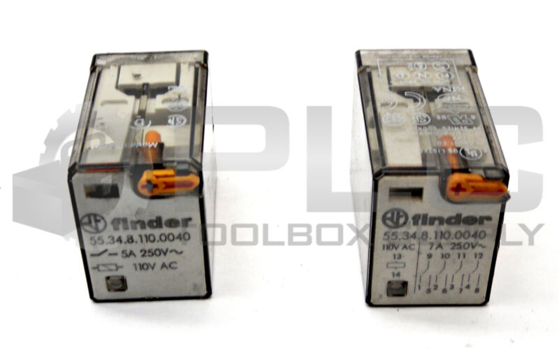 Lot Of 2 Finder 55.34.8.110.0040 Plug-in Relay 4pdt 7a 110v Ac Coil 553481100040
