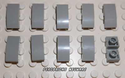 Lego Basic Technic 10x Bogen halbrund Schrägstein Dachst 1x2 hellgrau #24201 NEU