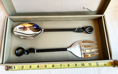 NIB Twisted Iron Serving Fork & Spoon Housewarming Set Black& Stainless