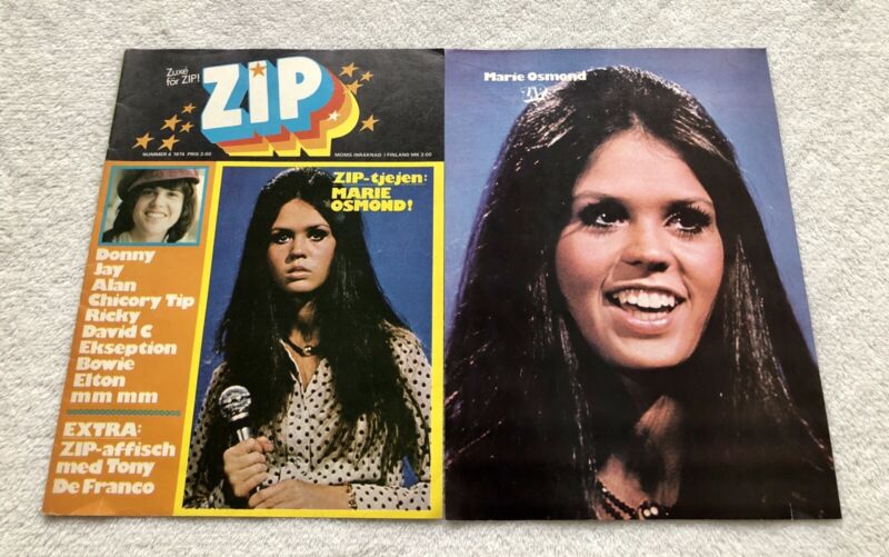 The Osmonds 1974 Marie Osmond Poster Clipping Swedish Magazine ZIP 1970s Rare