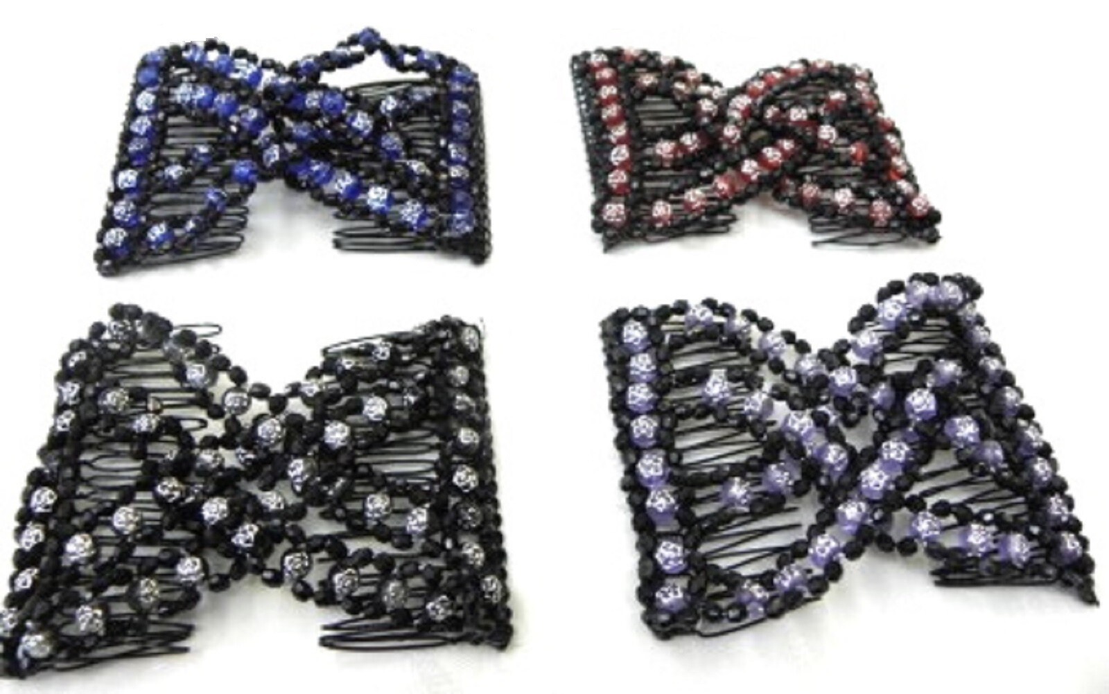 4 Butterfly Haarspangen Mix Clip Haar Klammer Spange Bunt elastisch Blumen Kamm