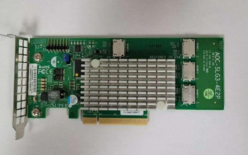 Supermicro AOC-SLG3-4E2P PCIe Add-On Card 6.4GB/s Quad-Port Gen-3 NVMe HBA