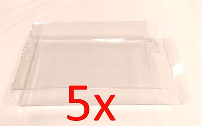 5 x SNES N64 CLEAR GAME BOX PROTECTIVE SLEEVE CASES - by Old Skool