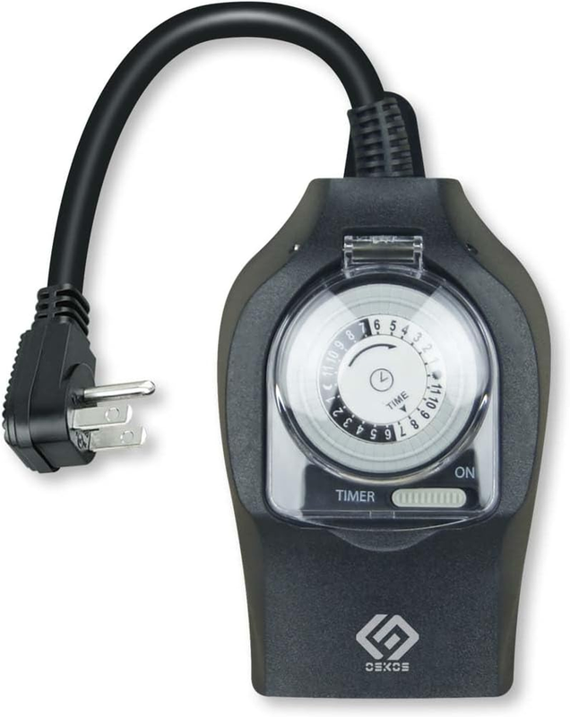 Outdoor Light Timer 24Hr Programmable 2 Outlet 30Min 15A UL Li...