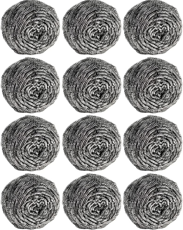 12Pcs Steel Wool Scrubber Pads for Cleaning Dishes, Pans, Pots...