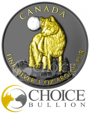2011 canada canadian wolf coin with ruthenium & gold - wildlife