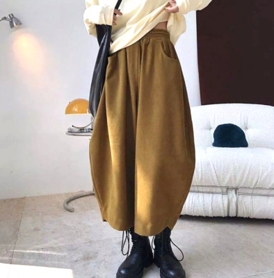 Tan Brown Urban Unique Loose Designer Street Balloon Loose Trousers 10 12