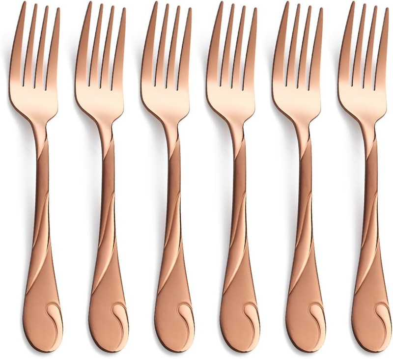 Rose Gold Salad Fork 6 Pieces, 6.9-Inch Stainless Steel Smal