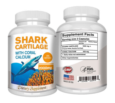 CARTILAGO + CALCIO CORAL   SHARK CARTILAGE CORAL CALCIUM 100 cap 2000mg