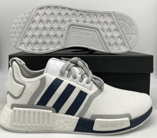 Кроссовки Adidas NMD R1 спортивная белая темно-синяя G55576 мужские размеры