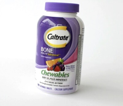 Caltrate Chewables 90 Tablets 600+D3 Plus Minerals Cherry Orange Fruit Punch