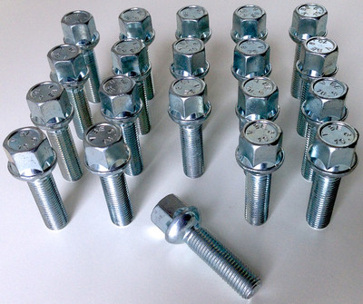 Mercedes 20 x Car wheel bolts lugs nuts M12 x 1.5 Radius Seat 40mm Thread Length