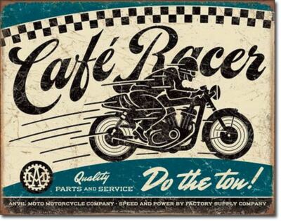 Motorcycle Cafe Racer Anvil Moto Company Metal Tin Sign 12x16 inch Made In USA