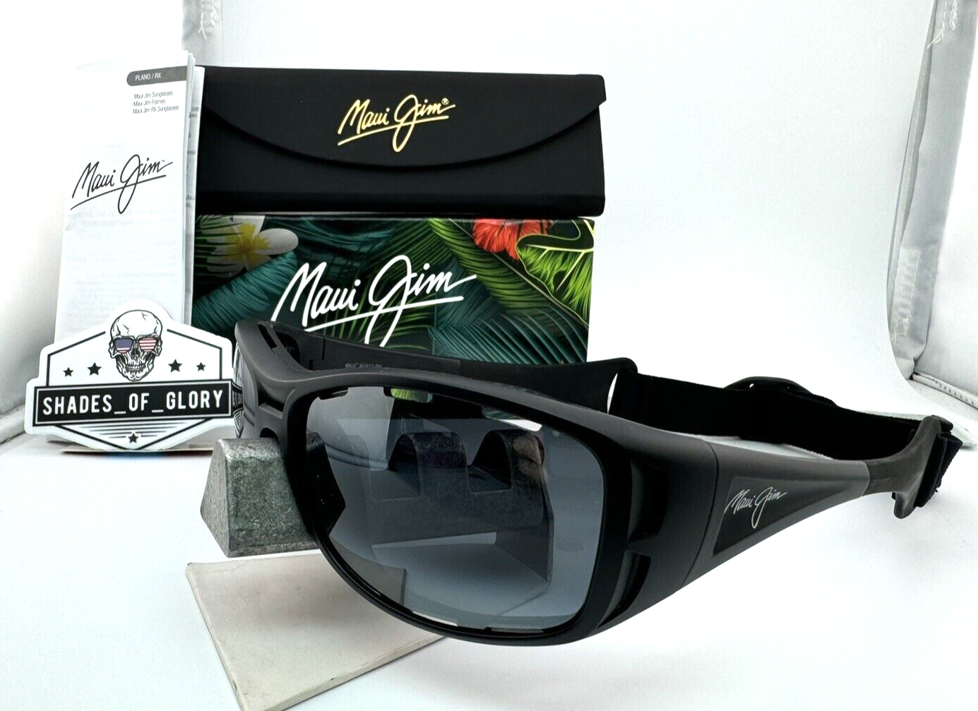 Pre-owned Maui Jim Waterman Mj 410-2m Matte Black W/ Neutral Grey Polarized Sunglasses