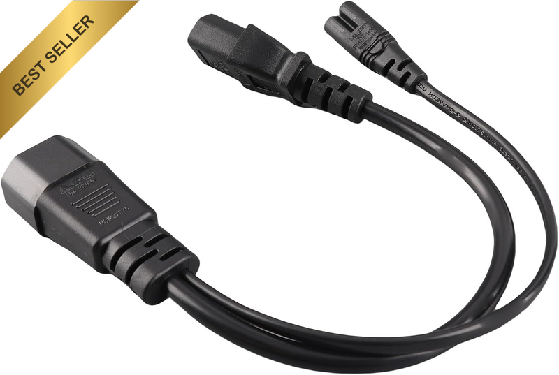 IEC320 C14 Male to C13 C7 Female Power Cord | Waterproof 10A Y Splitter Power Ca