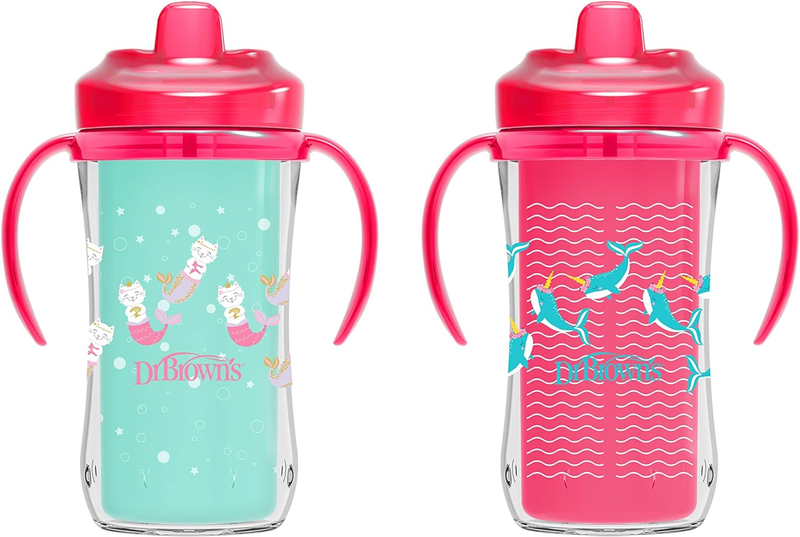 With Handles, Pink, 10 Oz, 2 Pack, 12m