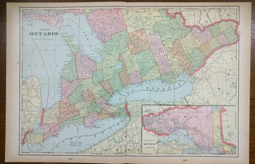 Vintage 1900 ONTARIO CANADA Map 22