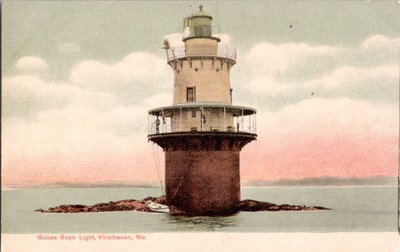 Goose Rook Light, Vinalhaven, Me. Maine Marines  G.W. Morris coal sign Postcard