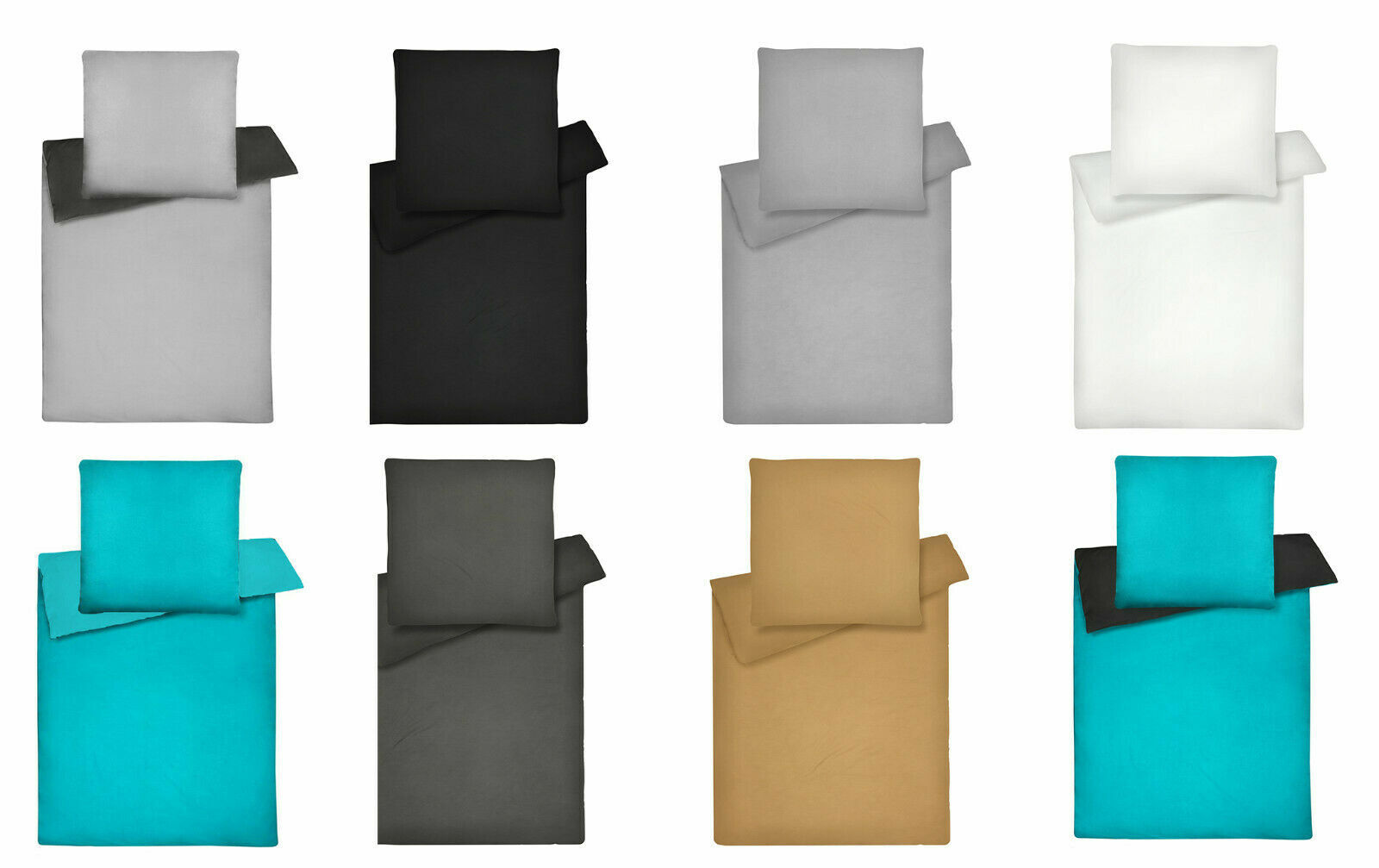 2tlg Uni Bettwäsche Set Baumwolle 135x200/155x220 Deckenbezug +80x80 Kissenbezug