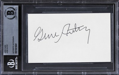 Gene Autry The Old Corral Authentic Signed 3x5 Index Card BAS Slabbed