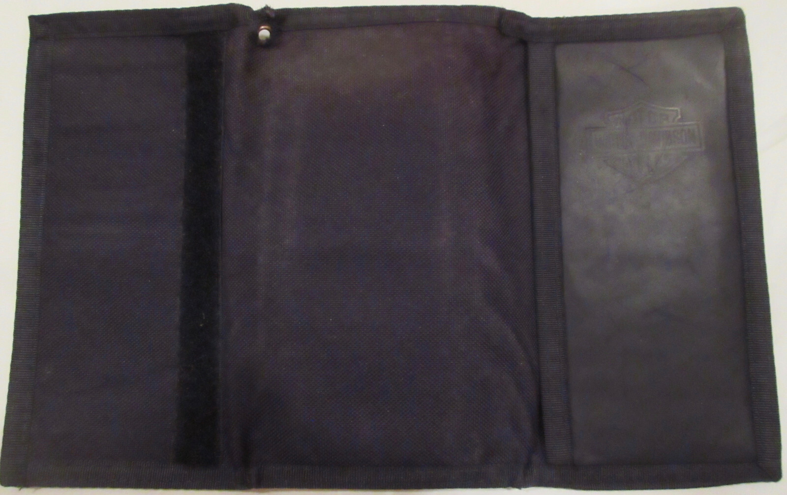 Harley Davidson Motorcycles Black Tri-Fold Wallet Nylon w/ Leather Front