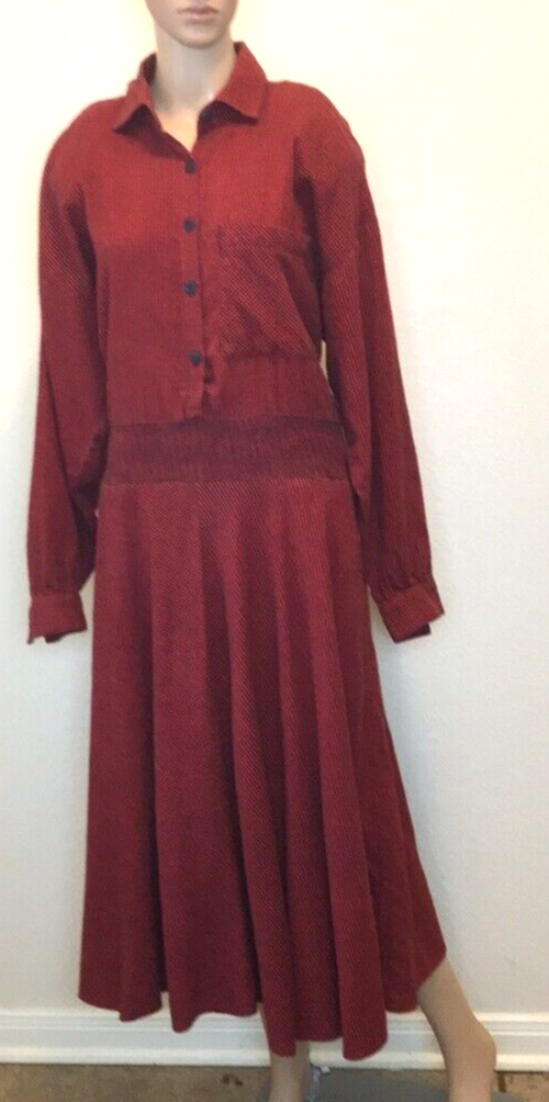 Vintage Carol Anderson Flannel Dress Size 13/14 Red and