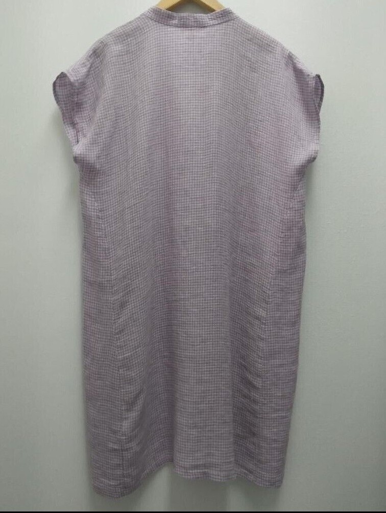 Pre-owned Eileen Fisher Size M, L, Xl Misty Lilac Puckered Organic Linen Dress In Purple