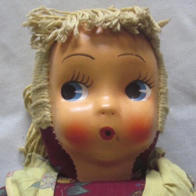 MASK FACE DOLL vtg 1940s or 1950s toy Dance with Me celluloid plastic 27  