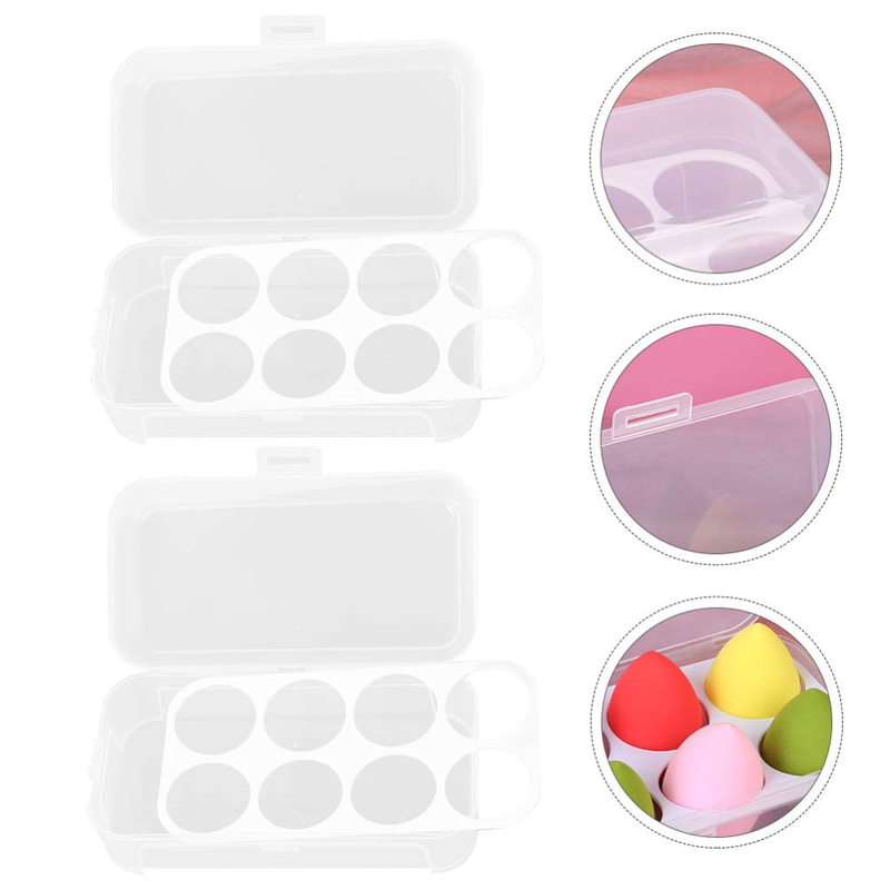 2Pcs Beauty Sponge Blender Storage Case Makeup Sponge Travel Holder Dry Rack Pow