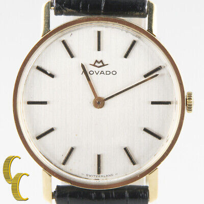 Men's Vintage Movado 18kt Gold Hand-Winding Watch w/ Black Men's Vintage Movado 18kt Gold Hand-Winding Watch w/ Black