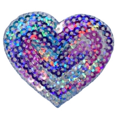 Small Sequin Heart Applique Patch - Multicolor, Valentine's Day, Love 1.75'' (Iro