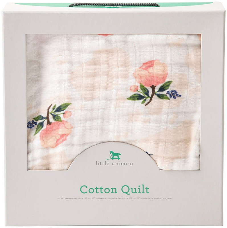 Little Unicorn Cotton Muslin Quilt - Watercolor Rose