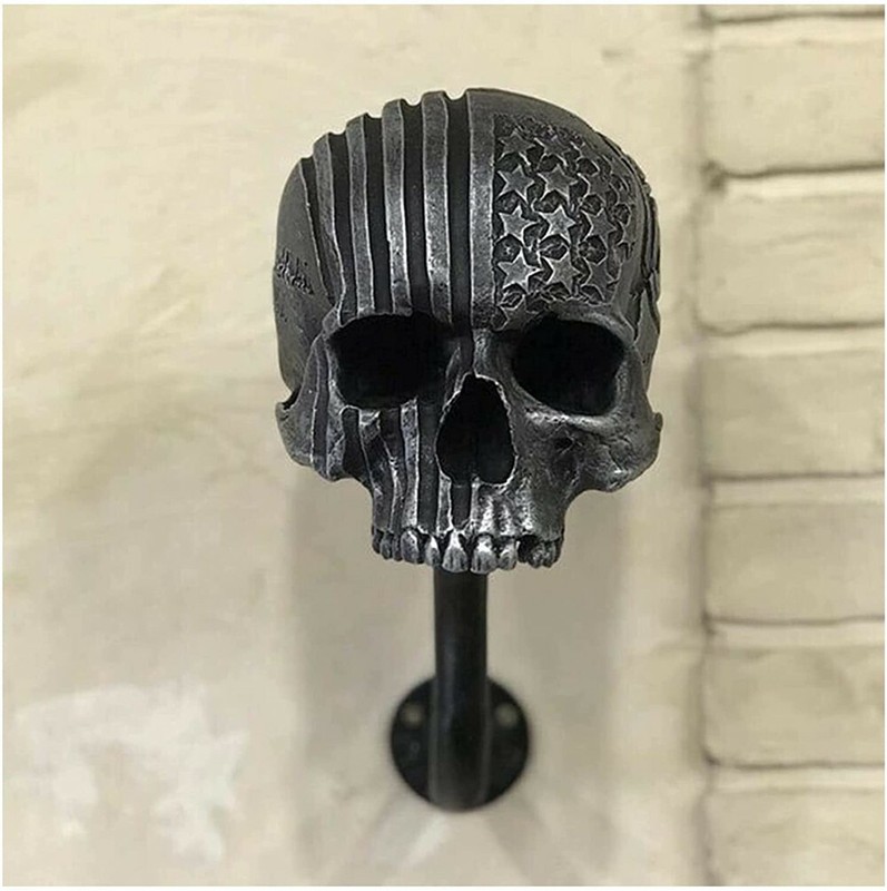 Motorcycle Skull Helmet Holder Wall Mount Rack & Jacket Hanger Wall Decoration