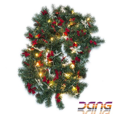 Large 9ft Luxury Xmas Light Up LED Pre Lit Garland Decorated Christmas